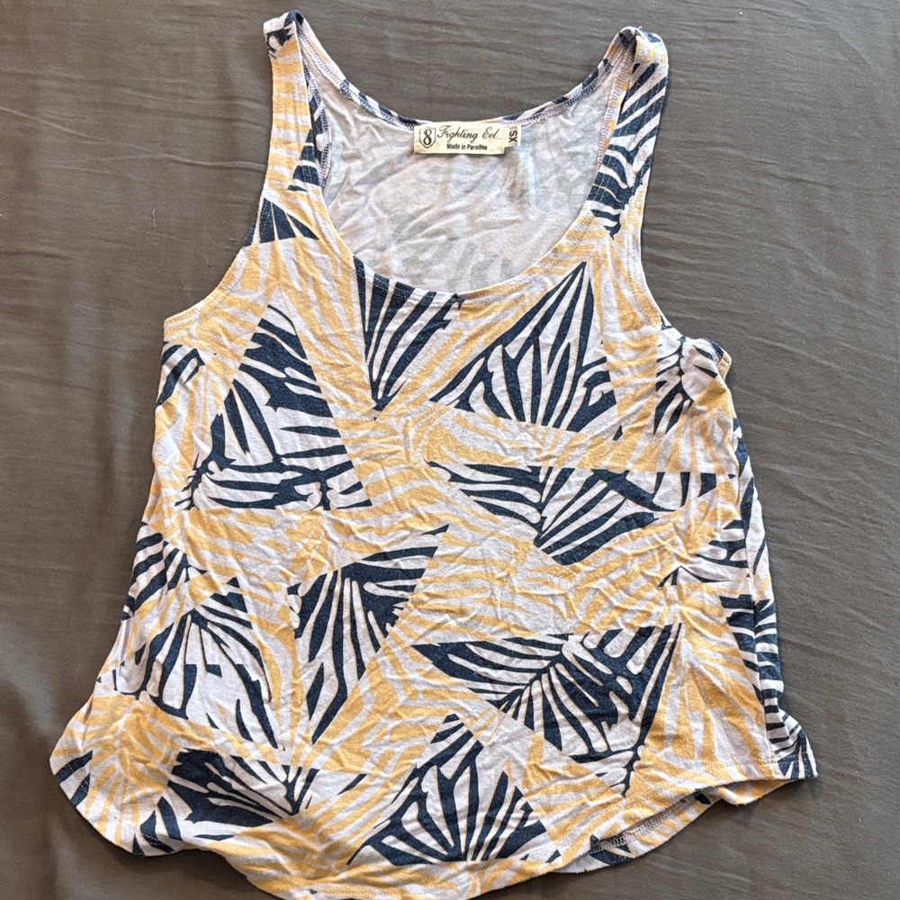 Fighting Eel Orange & Navy Patterned Tank Top